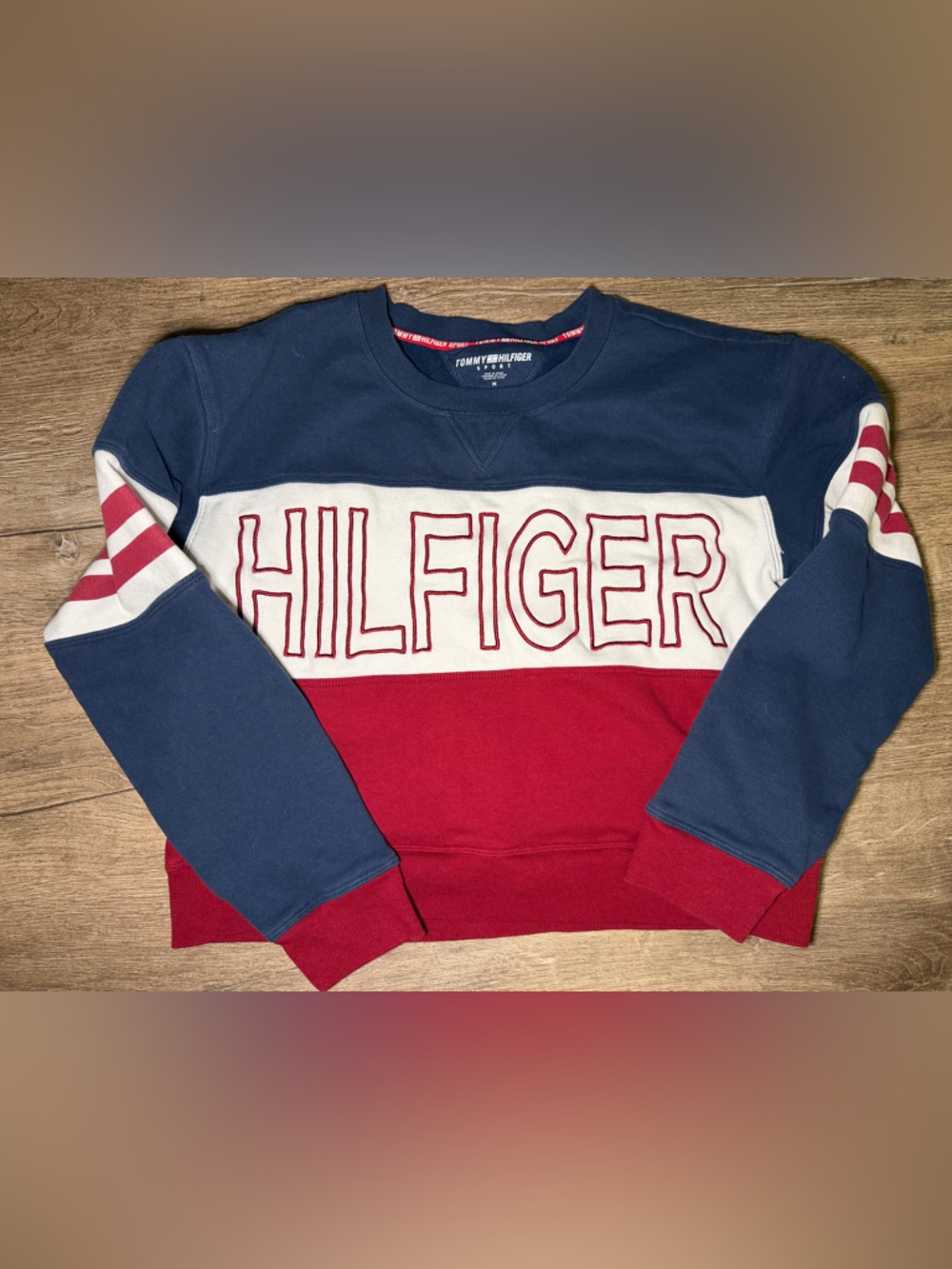 Tommy Hilfiger Navy, Red & White Colorblock Logo Sweatshirt